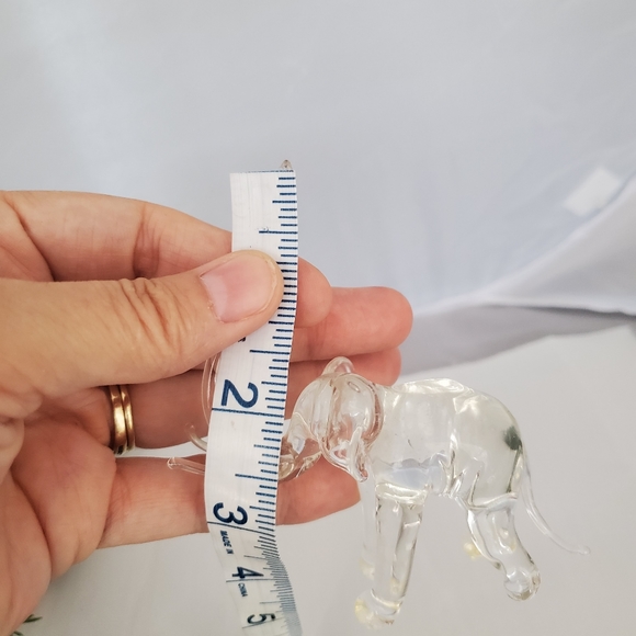 Elephant Trunk Up clear Glass Tusks Art - Picture 6 of 9